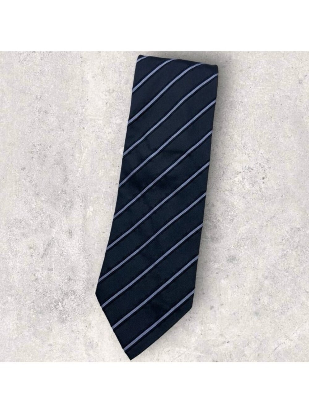 MOSCHINO Silk Tie ITALY Navy Purple Striped W:3.8" EUC